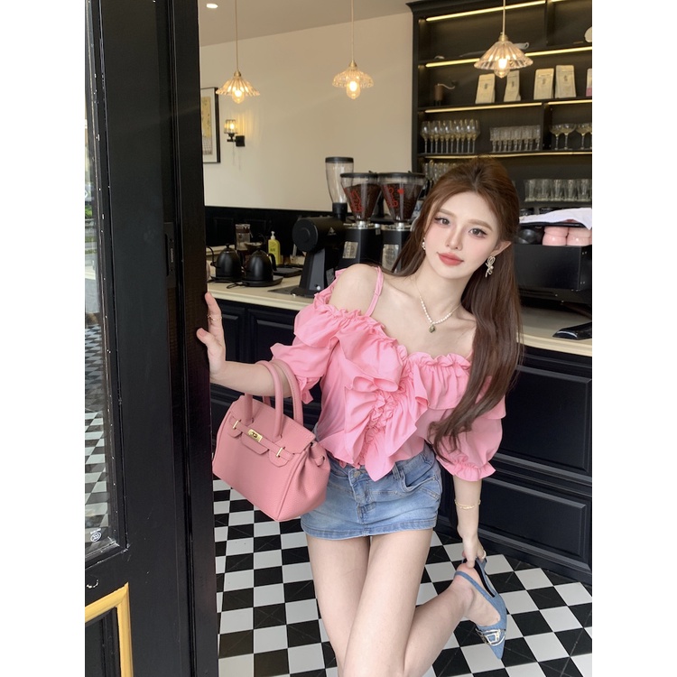 SUXI Áo Kiểu Trễ Vai Dáng Ôm Thời Trang Quyến Rũ Cho Nữ