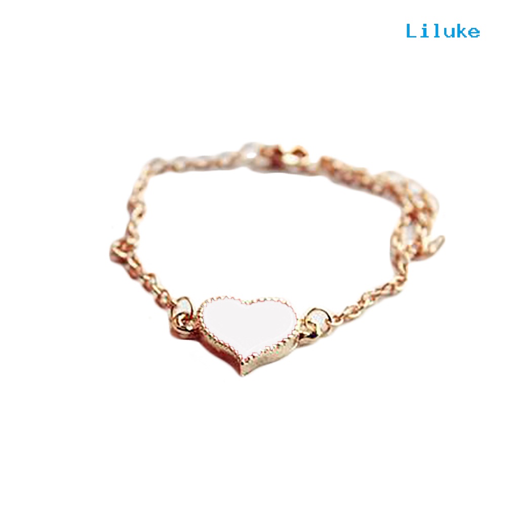 Vòng Tay Hợp Kim Mạ Bạc Trang Trí Hình Trái Tim Xinh Xắn Cho Nữ