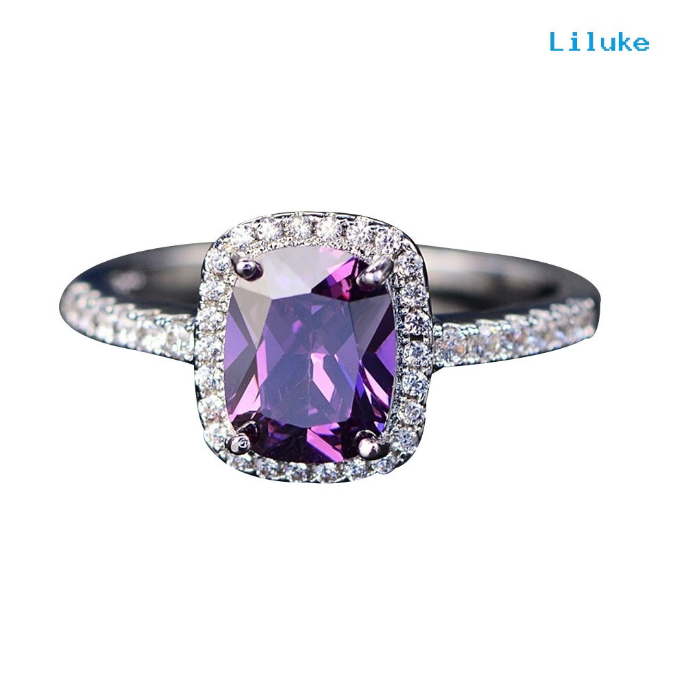 Nhẫn Hợp Kim Trang Trí Đính Đá Vuông Sang Trọng Cho Nữ