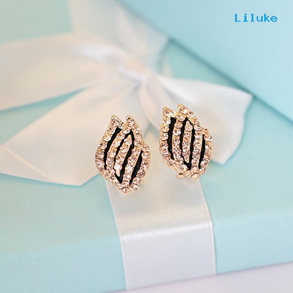 Đôi Khuyên Tai HìNh Hoa Tulip ĐíNh Kim Cương Giả ThờI Trang Cho Nữ