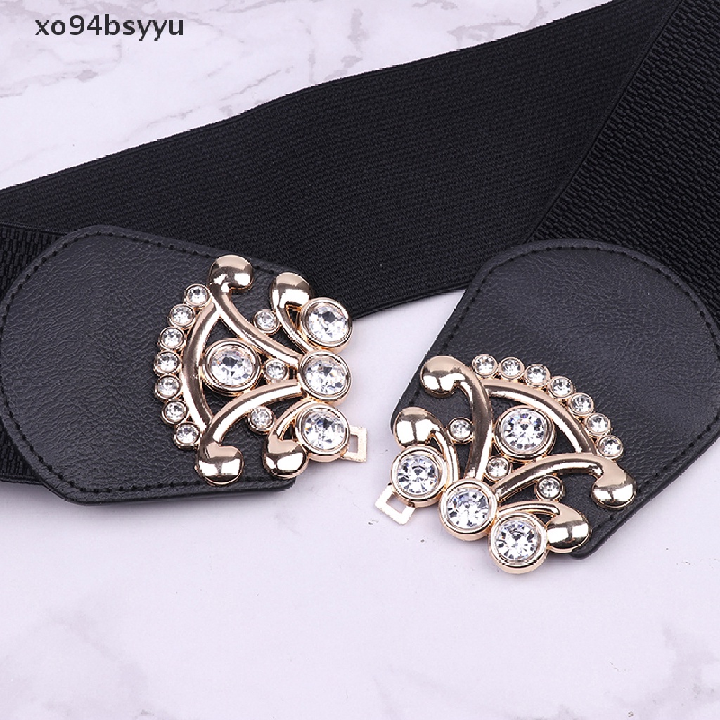Thắt Lưng xo94bsyyu Bản Rộng Co Giãn Có Khóa Đính Đá Thanh Lịch Cho Nữ