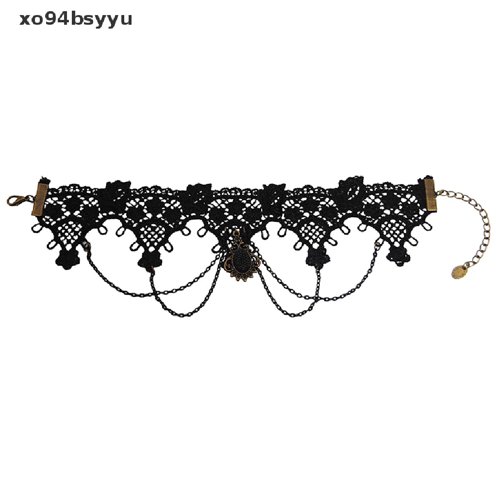 Vòng Cổ Choker Ren Phối Tua Rua Phong Cách Gothic Punk xo94bsyyu