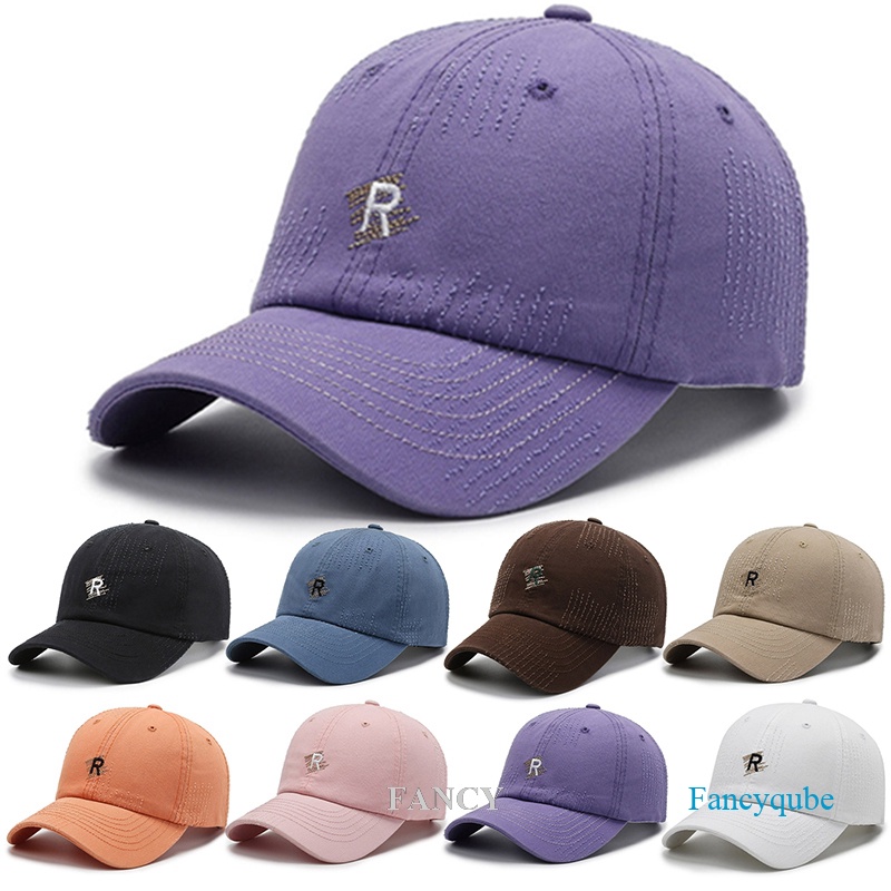 Fancy Mũ Lưỡi Trai Hip Hop Thêu Chữ R Thời Trang Mùa Hè Cho Nam Và Nữ