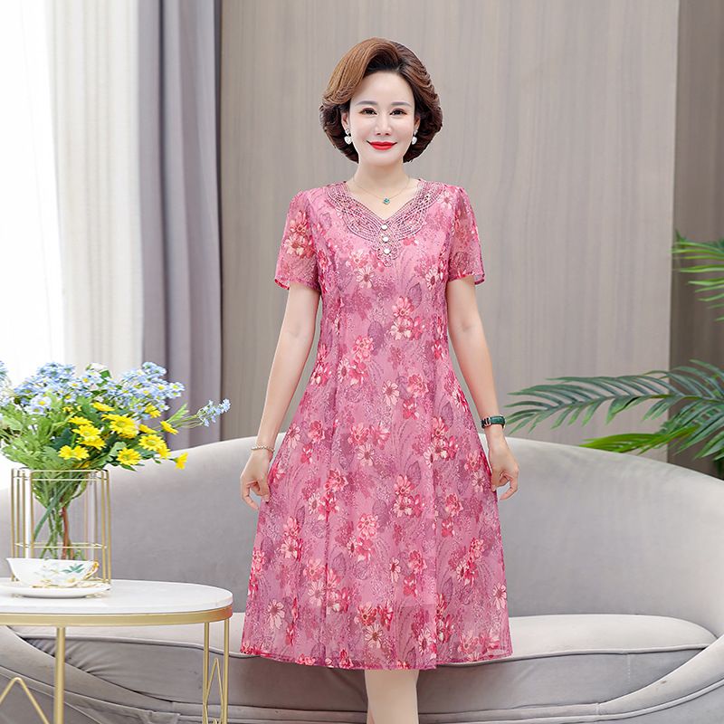 Đầm Chiffon Phong Cách Phương Tây Thời Trang Mùa Hè Mới 2023 Cho Phụ Nữ Trung Niên