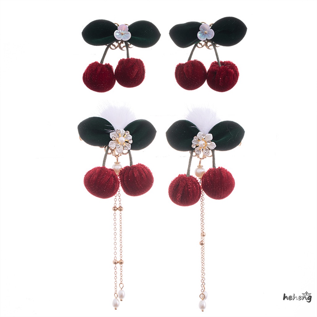 Set 2 Kẹp Tóc Quả Cherry Xinh Xắn Cho Bé Gái