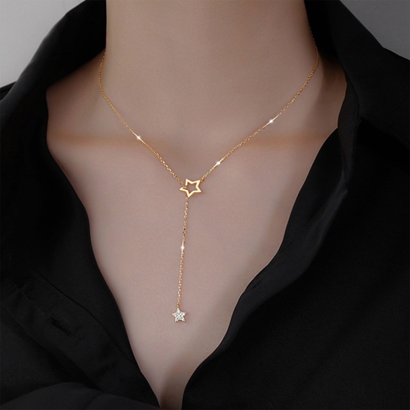 Dây Chuyền Mạ Bạc 925 Mặt Hình Ngôi Sao Lấp Lánh Dễ Thương