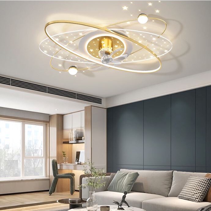 Đèn quạt ốp trần phòng khách phòng ngủ có điều khiển từ xa ánh sáng Led 3 màu,mẫu mới sang trọng hiện đại