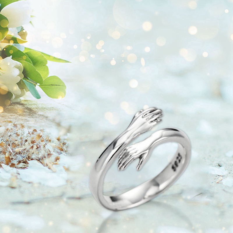 Nhẫn Hở Mạ Bạc 925 Hình Bàn Tay Có Thể Điều Chỉnh Kích Cỡ