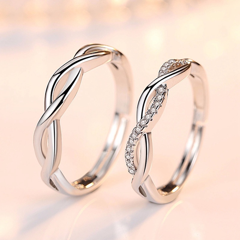 Nhẫn Cặp Mạ Bạc 925 Đính Đá Pha Lê Sang Trọng