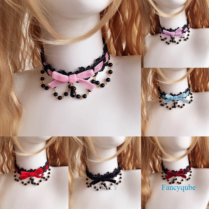 Fancy Vòng Cổ Choker Thắt Nơ Chuông Thủ Công Dễ Thương Phong Cách Harajuku Đáng Yêu Dành Cho Bạn Gái