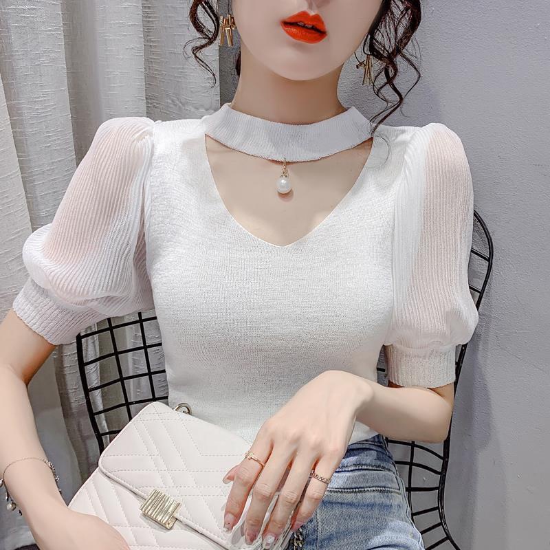 Áo Thun Tay Ngắn Phồng Ôm Dáng Thời Trang Mùa Hè 2023 Dành Cho Nữ