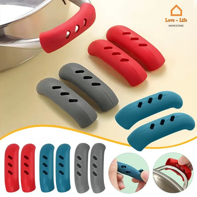 Bộ 2 Miếng Silicone Bọc Tay Cầm Chảo Chống Bỏng / Chống Trượt Nhiều Màu Sắc