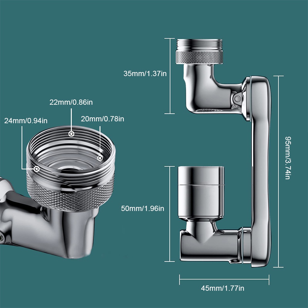 Ziqquacu 1080°Đầu Lọc Nối Dài Vòi Nước Bồn Rửa Chén / Nhà Bếp / Phòng Tắm