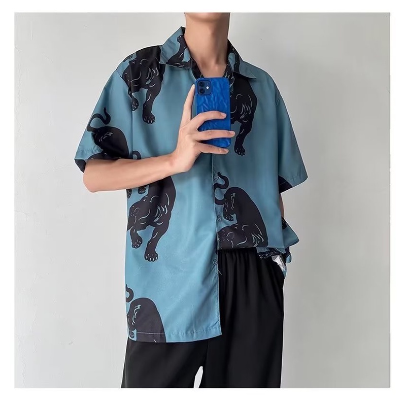 Áo Sơ Mi Tay Lửng Họa Tiết Hoa Nghệ Thuật Thời Trang Mùa Hè Mới Cho Nam