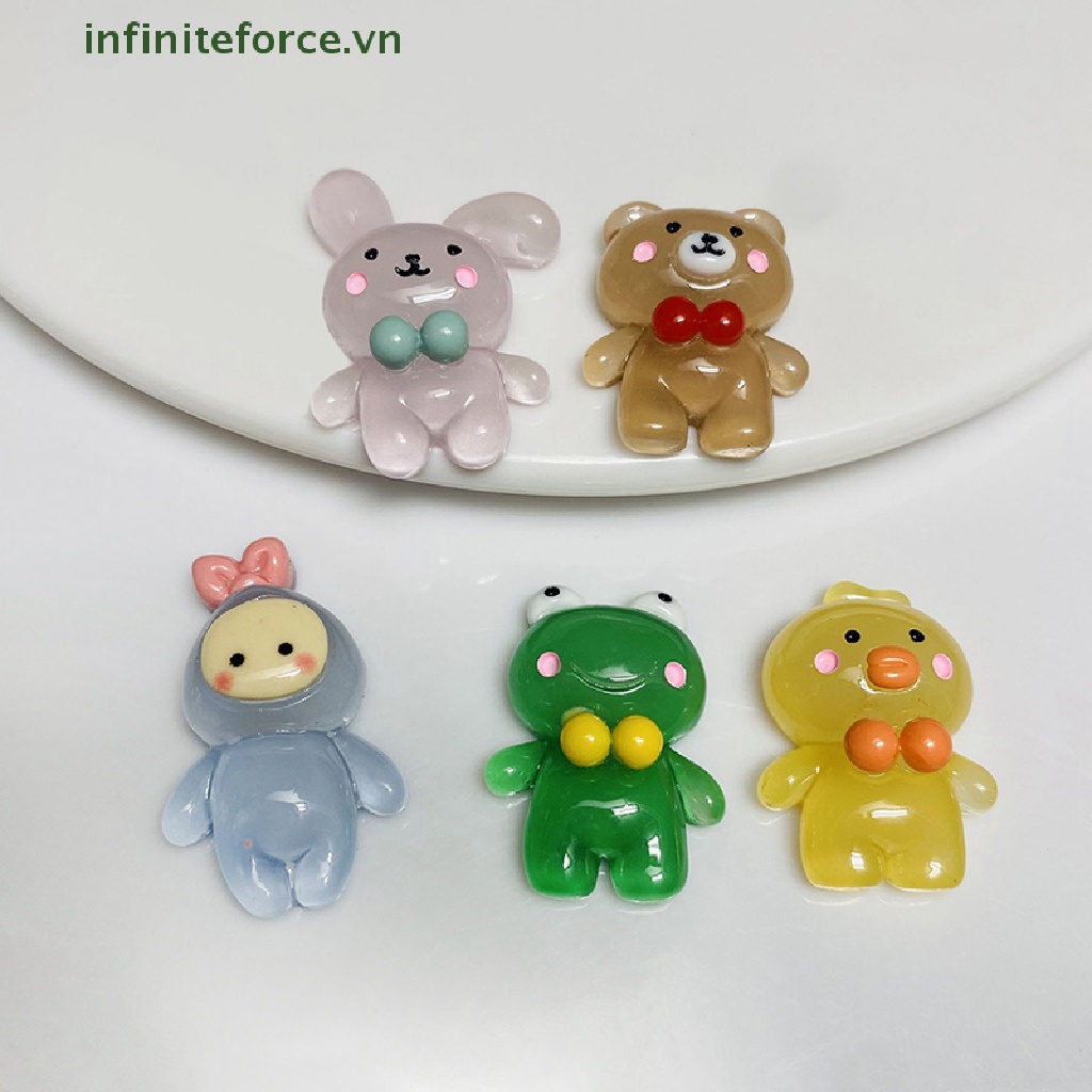 Bộ 5 Mô Hình Động Vật Mini Bằng Resin Màu Dạ Quang Dùng Trang Trí DIY