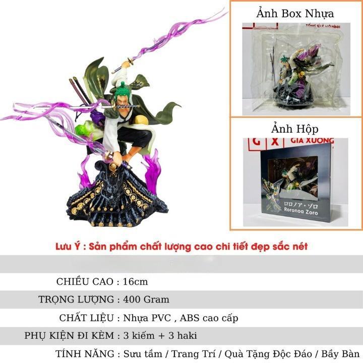 Mô hình nhân vật Zoro 3000 thế giới 2 đầu 3 vòng hắc kiếm cao 21cm siêu nét | Figure anime one piece decor trang trí