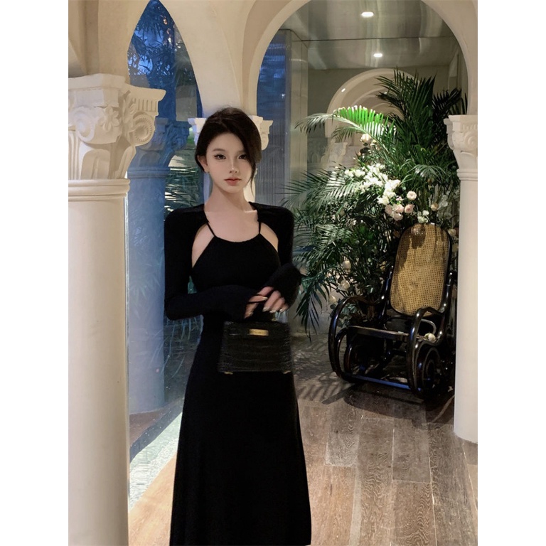 Đầm Hai Dây Dáng Chữ a Dài Ôm Eo Phong Cách Pháp Cổ Điển Thời Trang Mùa Xuân Cho Nữ