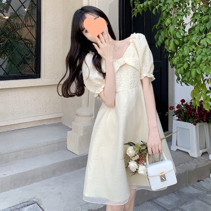 IELGY  Đầm Công Chúa Cổ Vuông Phong Cách retro Ngọt Ngào Cho Nữ