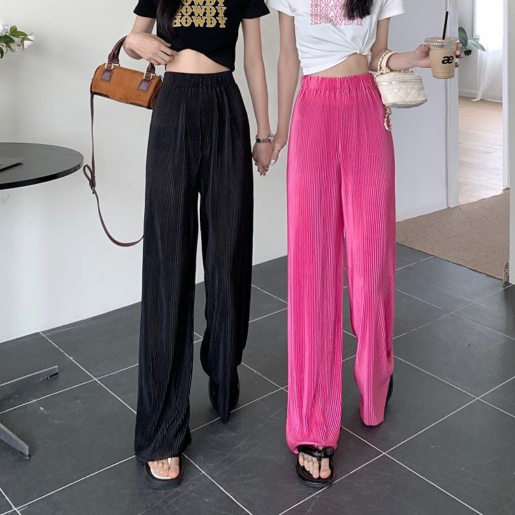 Quần Lụa Palazzo Lưng Cao Ống Rộng Xếp Ly Dáng Suông Mát Mẻ Cho Nữ meilinvwan.my23.4.1