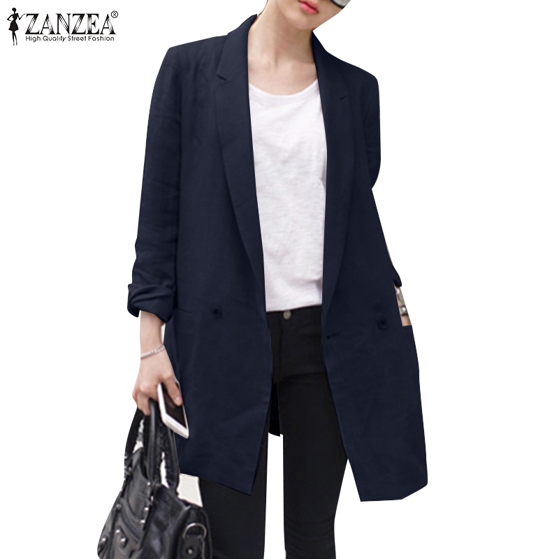 Zanzea Áo Khoác Blazer Tay Dài Có Túi Thời Trang Công Sở Cho Nữ