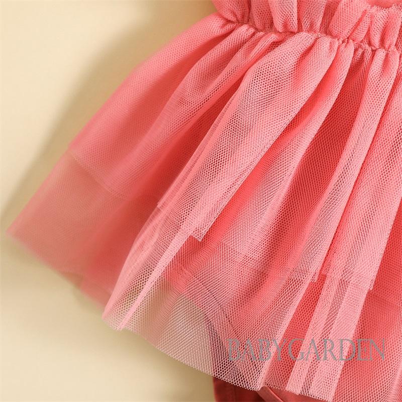 Áo Liền Quần Tay Cánh Tiên Phối Lưới Thêu Hoa Dành Cho Bé Gái 0-24 Tháng Tuổi