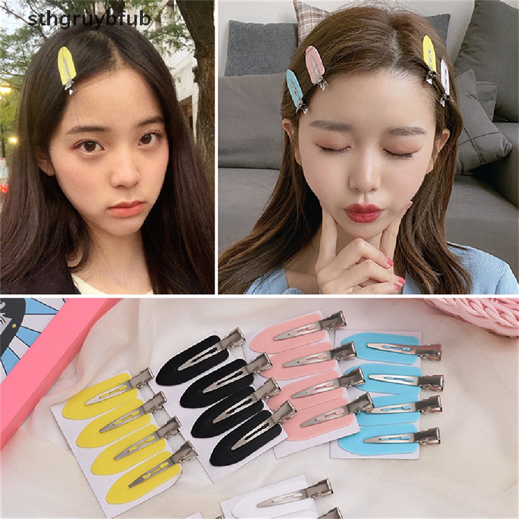 Set 4 Kẹp Tóc Không Đường May Màu Sắc Kẹo Ngọt Chất Liệu Nhựa Resin Trong Suốt