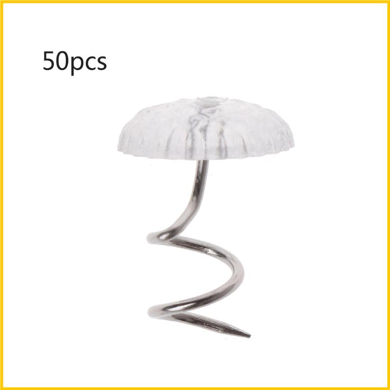 Set 50 Ghim Xoắn Trong Suốt Dùng Cho Giường Ngủ / Bọc Ghế / Đồ Nội Thất Cứng Cáp
