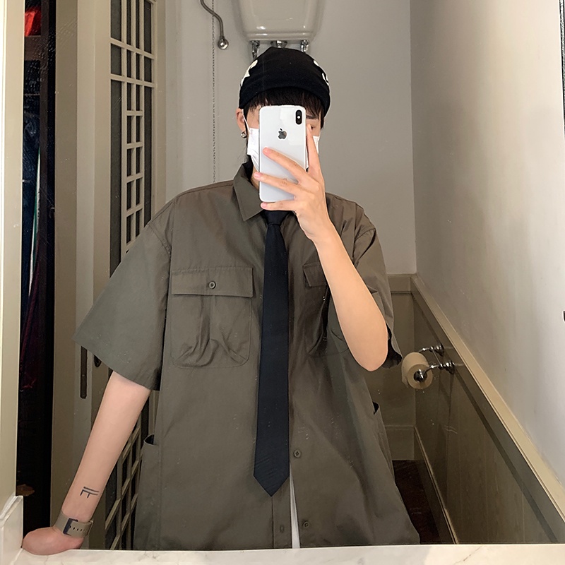 Áo Sơ Mi Ngắn Tay Phong Cách Retro Nhật Bản Thời Trang Mùa Hè Dành Cho Nam