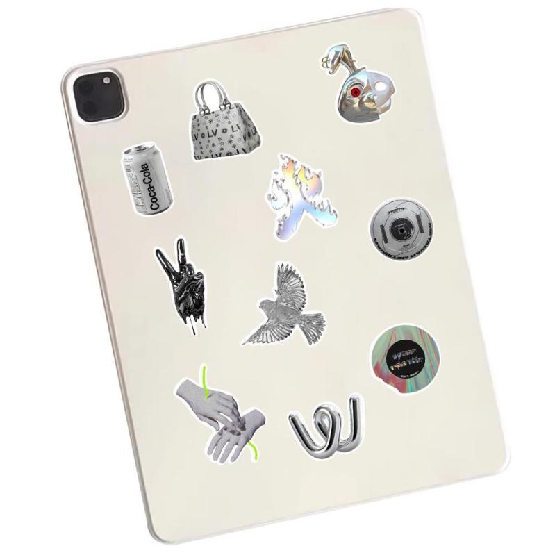 Bộ 50 Miếng Dán Trang Trí Màu Bạc Chống Thấm Nước Dễ Thương Cho Điện Thoại / Laptop / Máy Tính diy