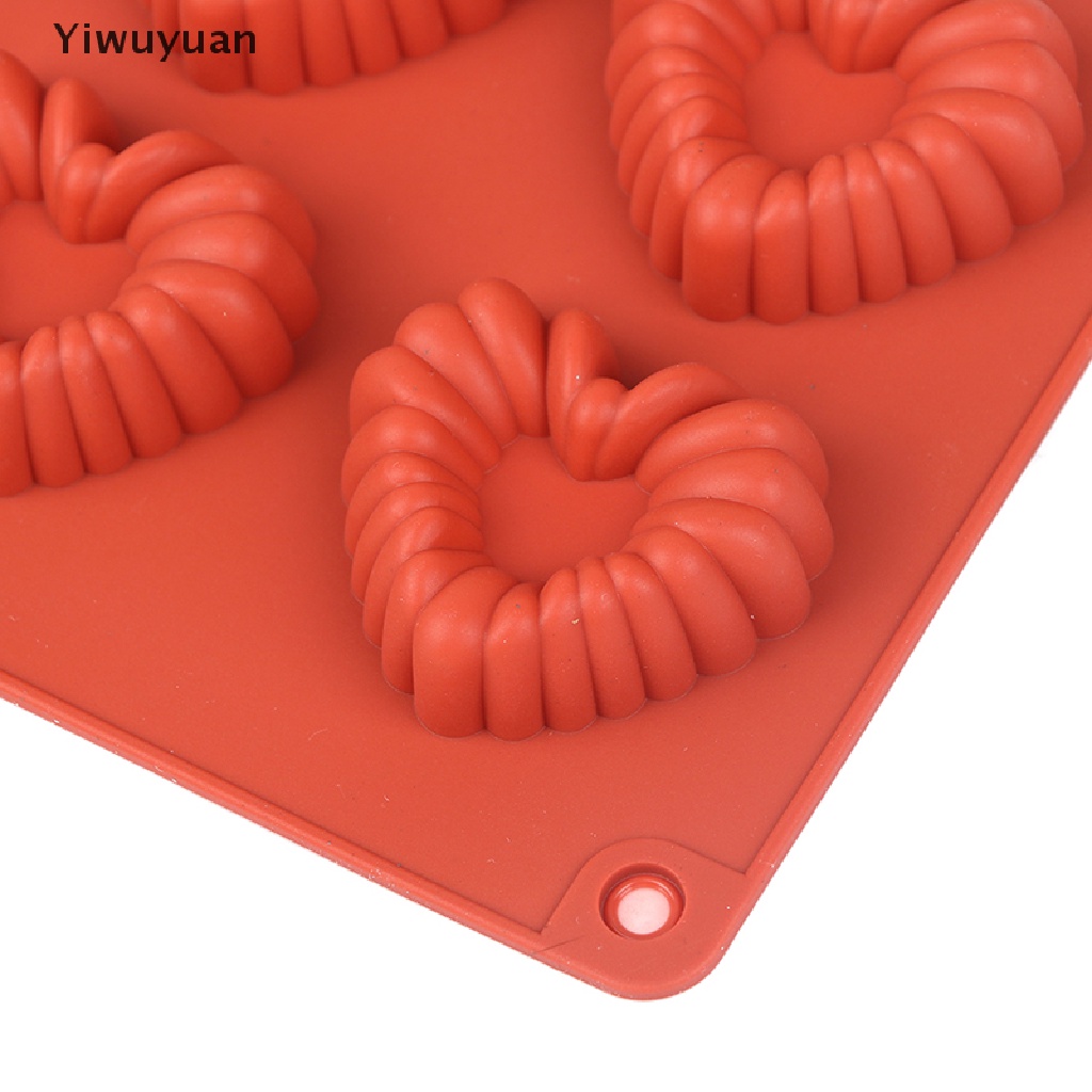 1 Khuôn Silicone Làm Bánh 6 Lỗ Hình Trái Tim