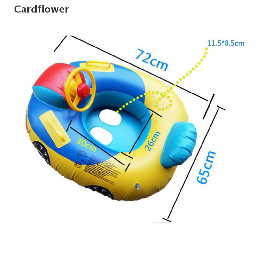 &lt; Cardflower &gt; Phao Bơi Bơm Hơi Hình Tròn Bằng Cao Su Họa Tiết Hoạt Hình Có Âm Thanh Ngồi Trên Vô Lăng Cho Bé