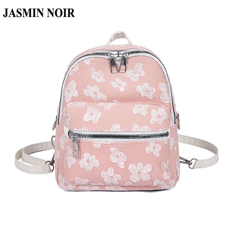 Ba Lô JASMIN NOIR Canvas Họa Tiết Hoa Nhài Xinh Xắn Cho Nữ