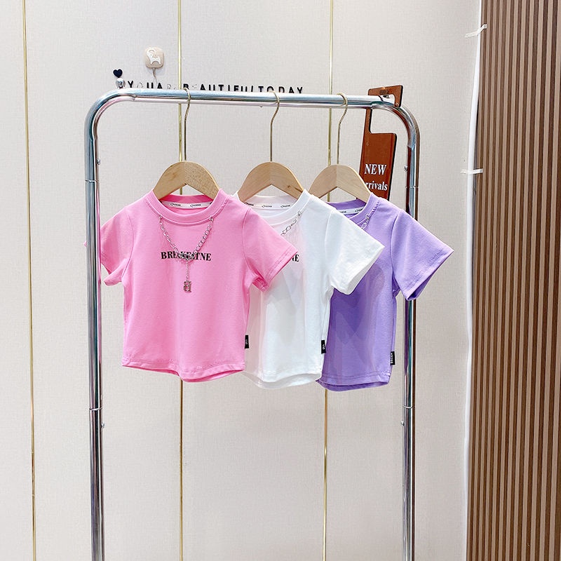 Áo Thun Tay Ngắn Phong Cách Thời Trang Hàn Quốc Mới Cho Bé Gái