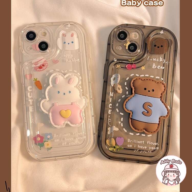 Ốp Điện Thoại TPU Mềm Trong Suốt Chống Sốc Họa Tiết Gấu Nâu 3D Cho Iphone 14 Pro Max 11 12 11 Pro Max