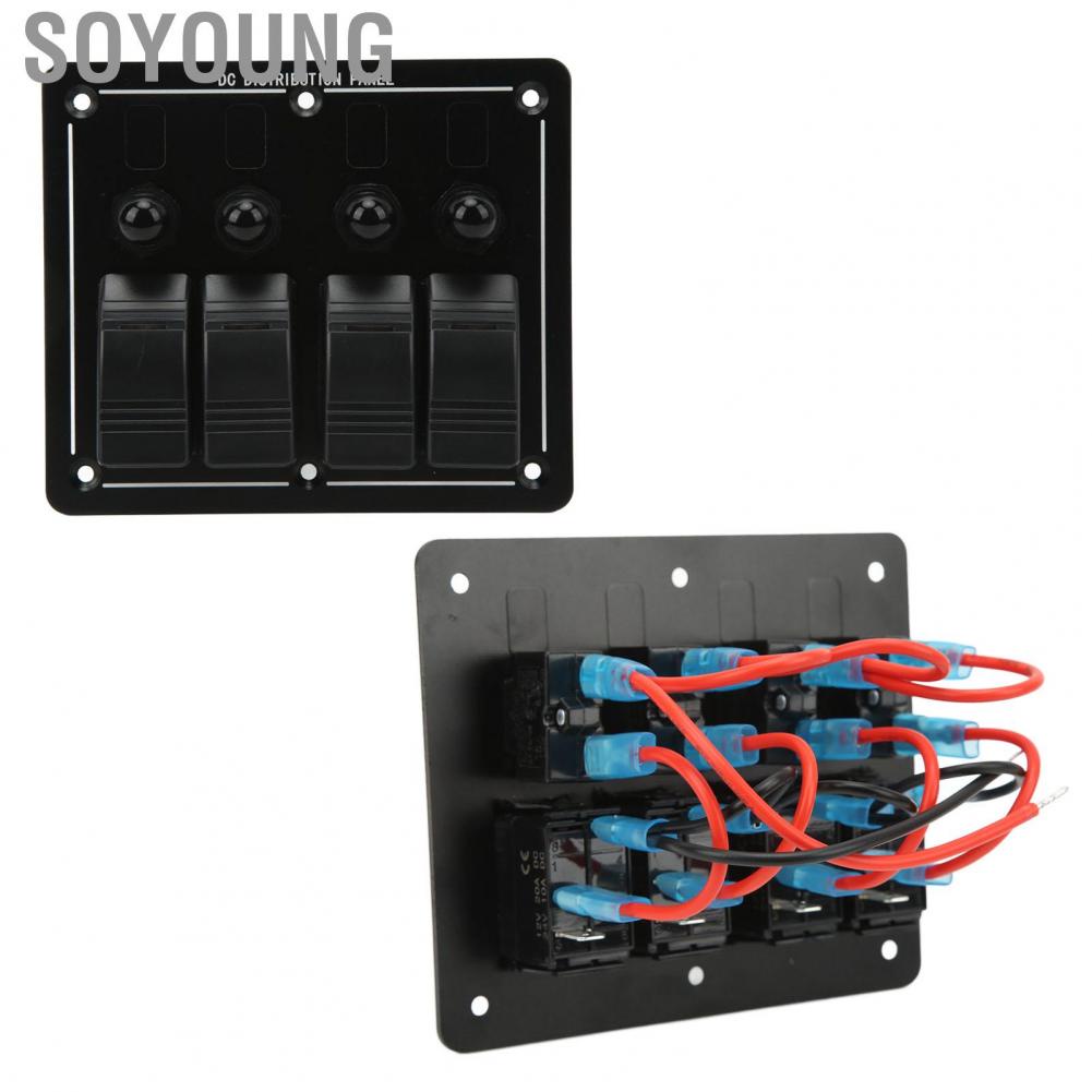 Soyoung ON Off Toggle Switch  4 Gang Panel Safe Of Use 12‑24V Strong IP66 Waterproof Short Circuit Proof for RVs