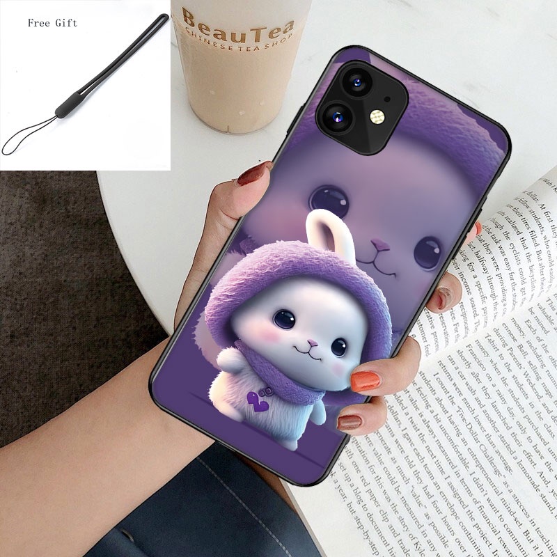 Ốp Điện Thoại Hình Thỏ / Chim Cánh Cụt / Xanh Lá Gắn Dây Đeo Cho iPhone 14 Pro 11 XR XS 6 6S 7 / 8 / SE 2020 Plus