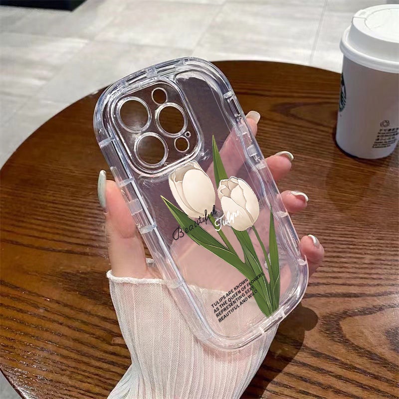 ✅Ốp Điện Thoại Mềm Trong Suốt Chống Sốc Hình Hoa Tulip Cho Apple xr 11promax Two / 8p12 xs7 iPhone14 / 13