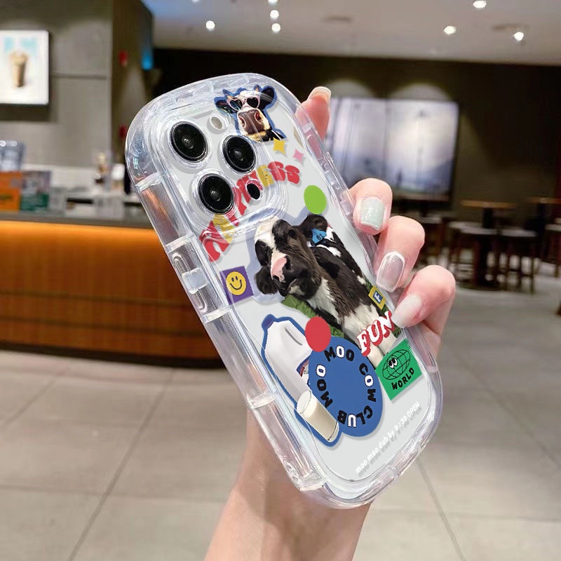 ✅Ốp Điện Thoại Mềm Trong Suốt Chống Sốc Hình Nhãn Bò Cho Iphone 7 / xs 11 1413 xr8p promax 12 / OIMF