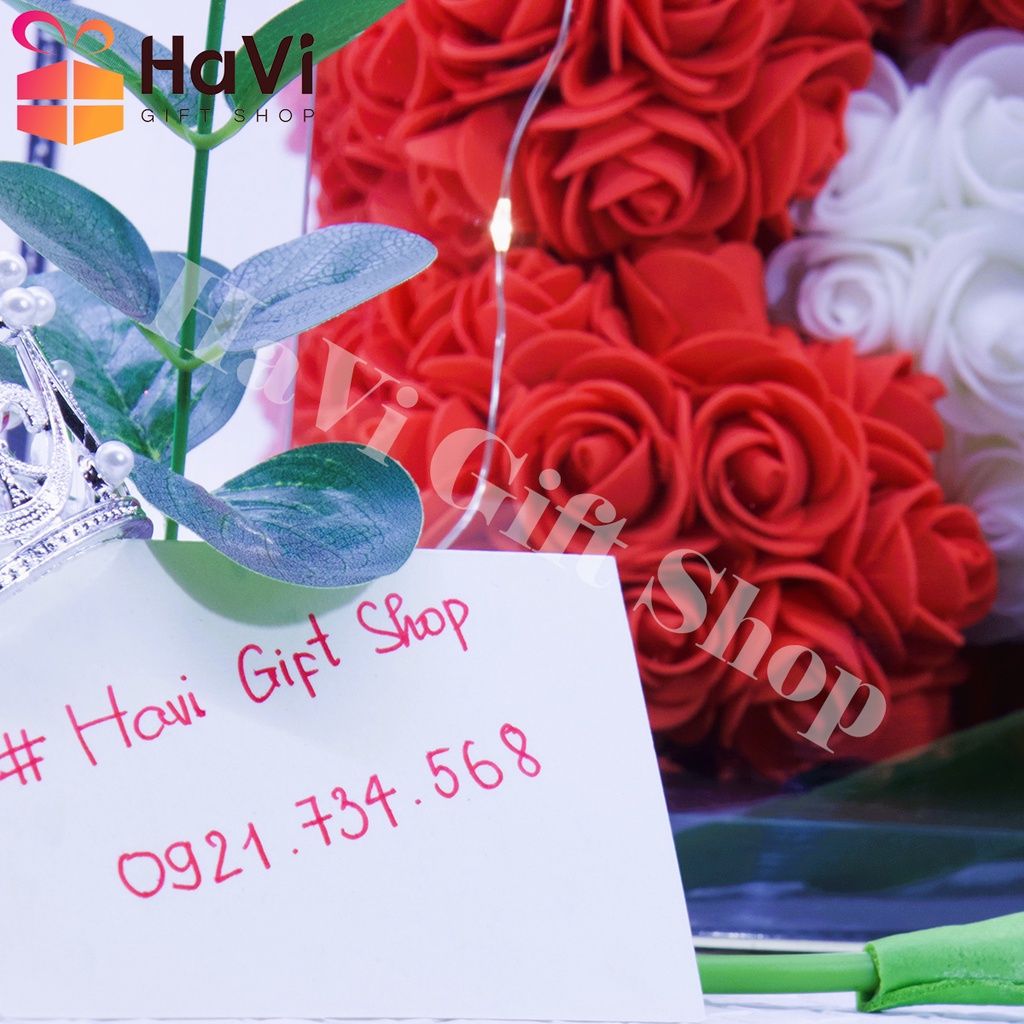 Quà tặng gấu ôm tim 32cm, Hộp trong suốt Gấu dễ thương decor bàn học, phòng ngủ, quà tặng sinh nhật ý nghĩa