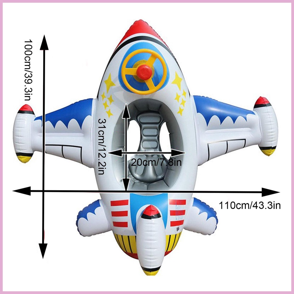 Phao Bơi Bơm Hơi Hình Máy Bay Có Bánh Lái Dành Cho Trẻ Em