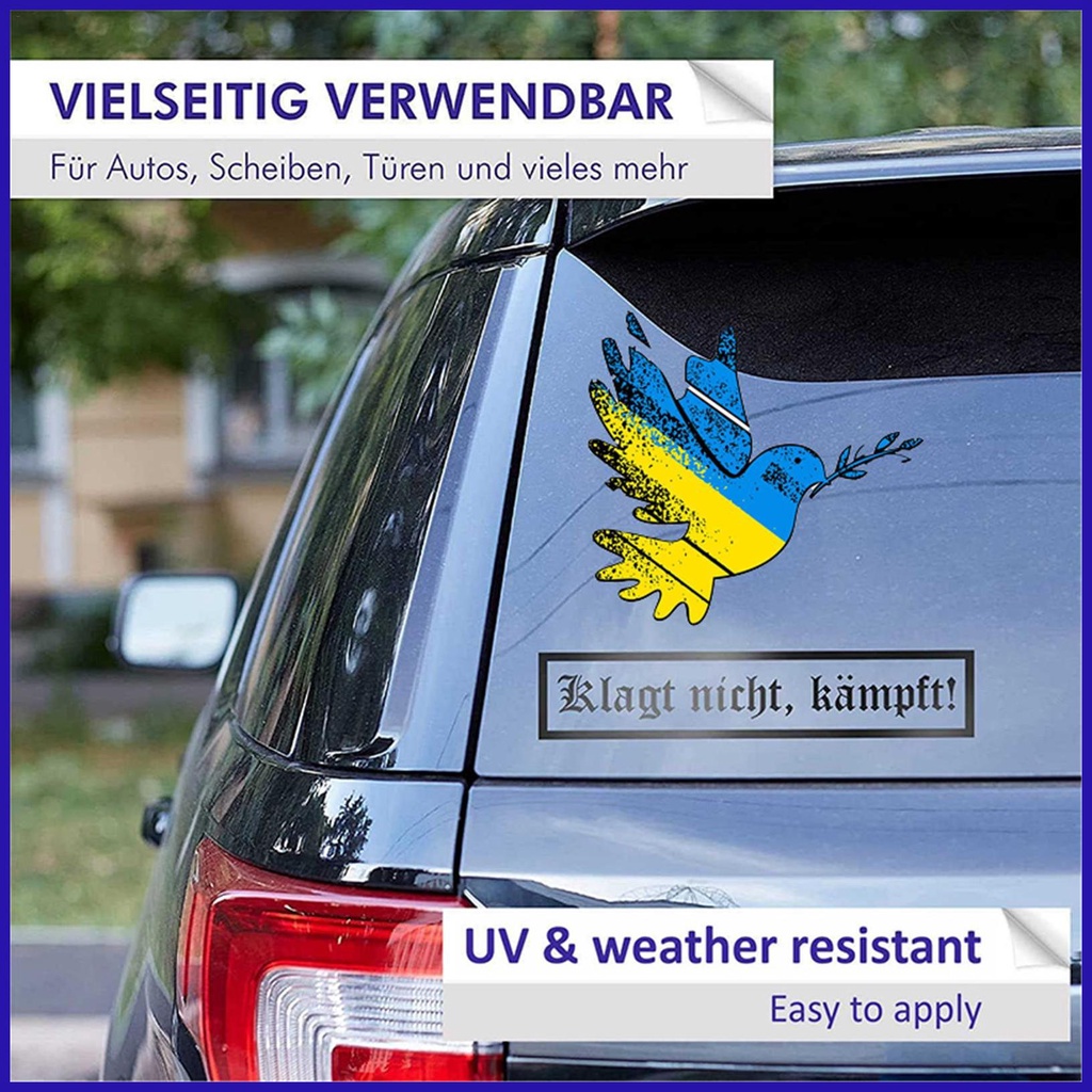 Đề Can PVC In Biểu Tượng Hòa Bình Và Chim Bồ Câu Ukrainian Dove Chống Thấm Nước Trang Trí Xe Hơi