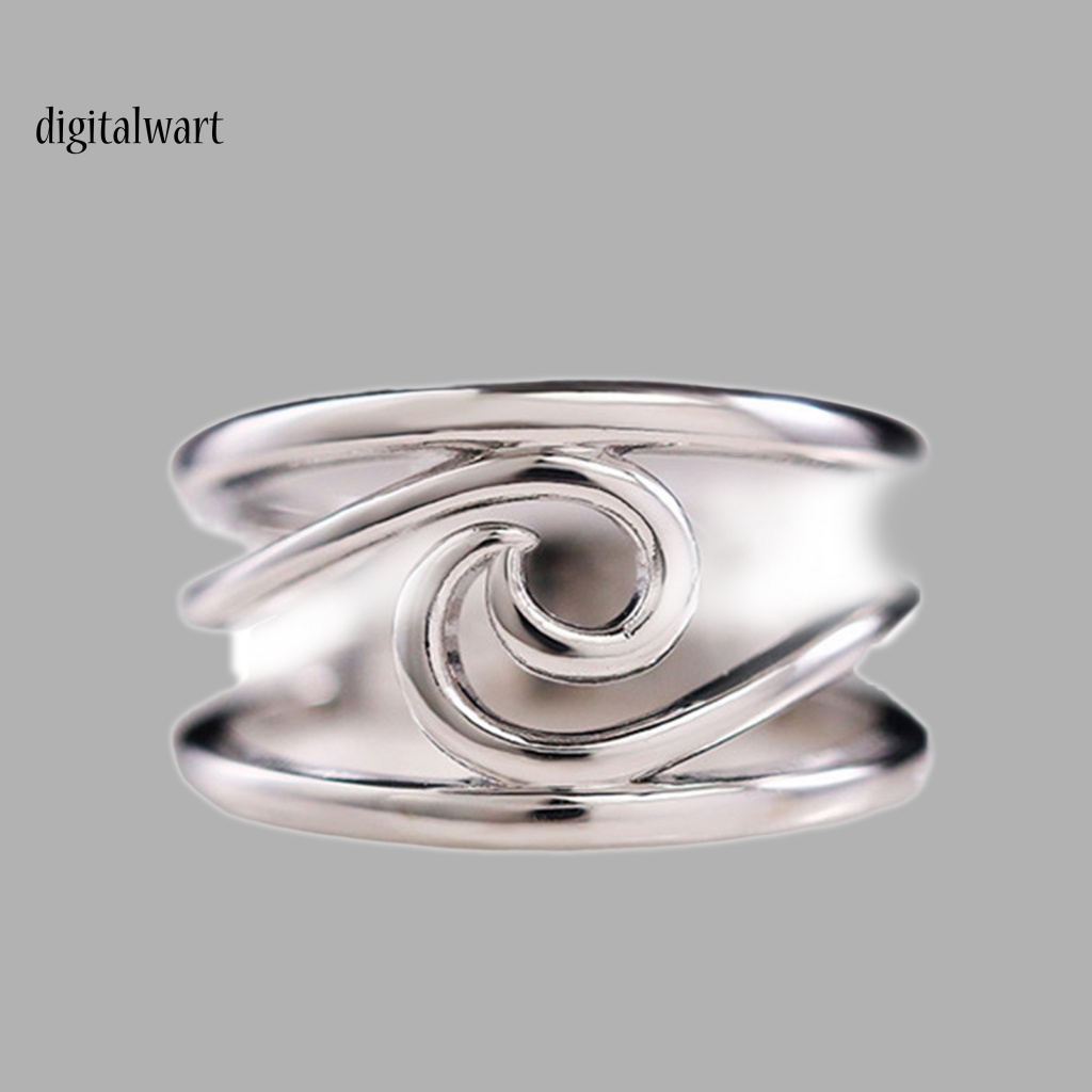 Kỹ Thuật Số| Nhẫn Mạ Điện Trọng Lượng Nhẹ Trang Trí Gợn Sóng Nghệ Thuật Cho Nữ Dự Tiệc