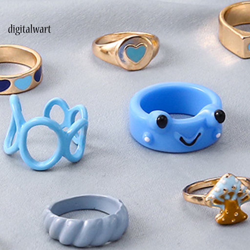 Kỹ Thuật Số| Set 12 Nhẫn Mở Bằng Hợp Kim Trang Trí Khối Lượng Nhẹ Đa Năng Đẹp Mắt Dành Cho Bạn Nữ Dự Tiệc