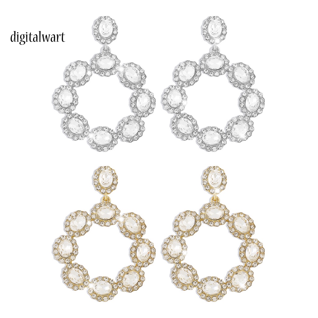 Kỹ Thuật Số| 1 Đôi Bông Tai Hình Học Đính Đá Lấp Lánh Phong Cách Vintage