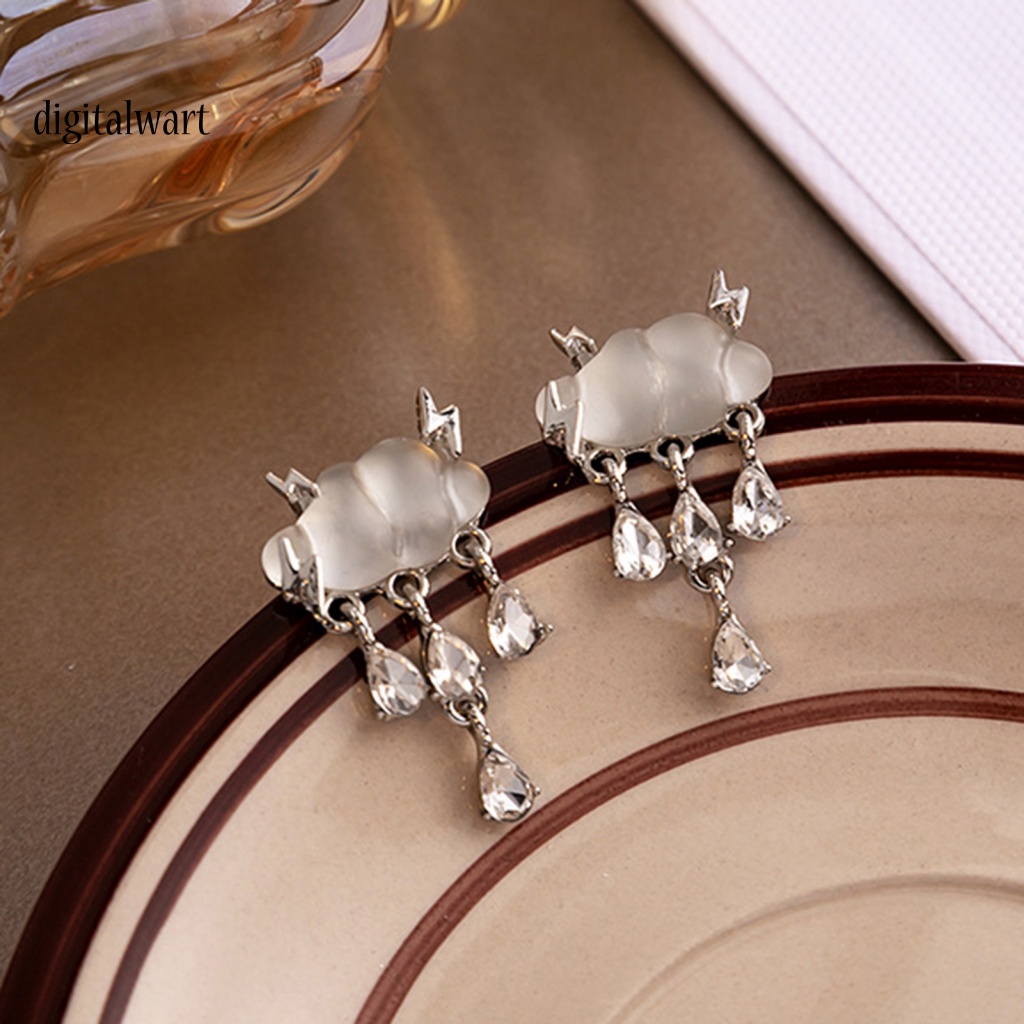 Kỹ Thuật Số| 1 Đôi Bông Tai Hình Đám Mây Mưa Đính Pha Lê Giả Thời Trang