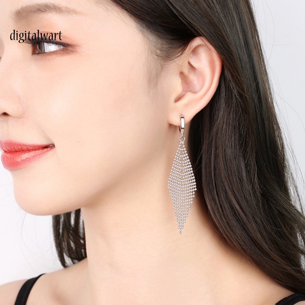 Kỹ Thuật Số| 1 Đôi Bông Tai Dáng Dài Đính Hạt Phối Tua Rua Thời Trang Cho Nữ