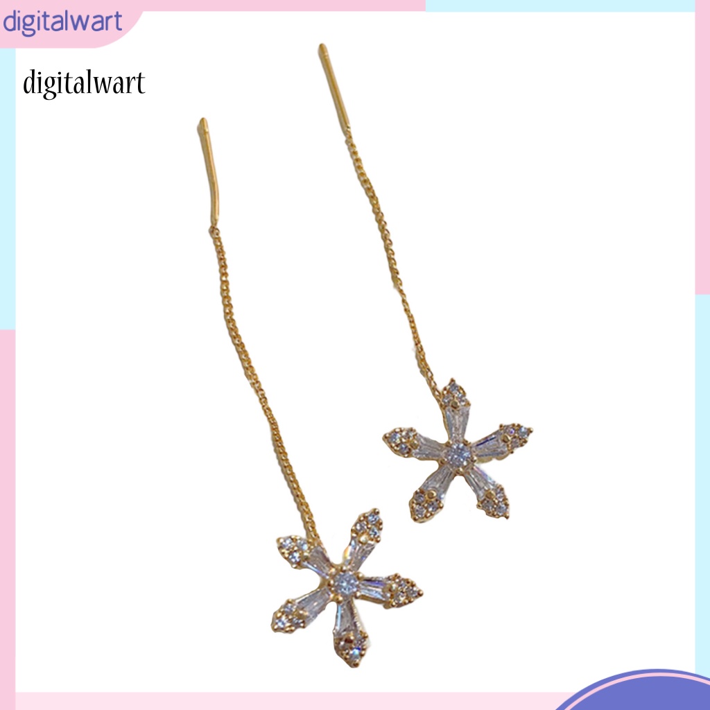 Kỹ Thuật Số| Đôi Khuyên Tai Dài Hình Hoa Đính Đá Thời Trang Cho Nữ