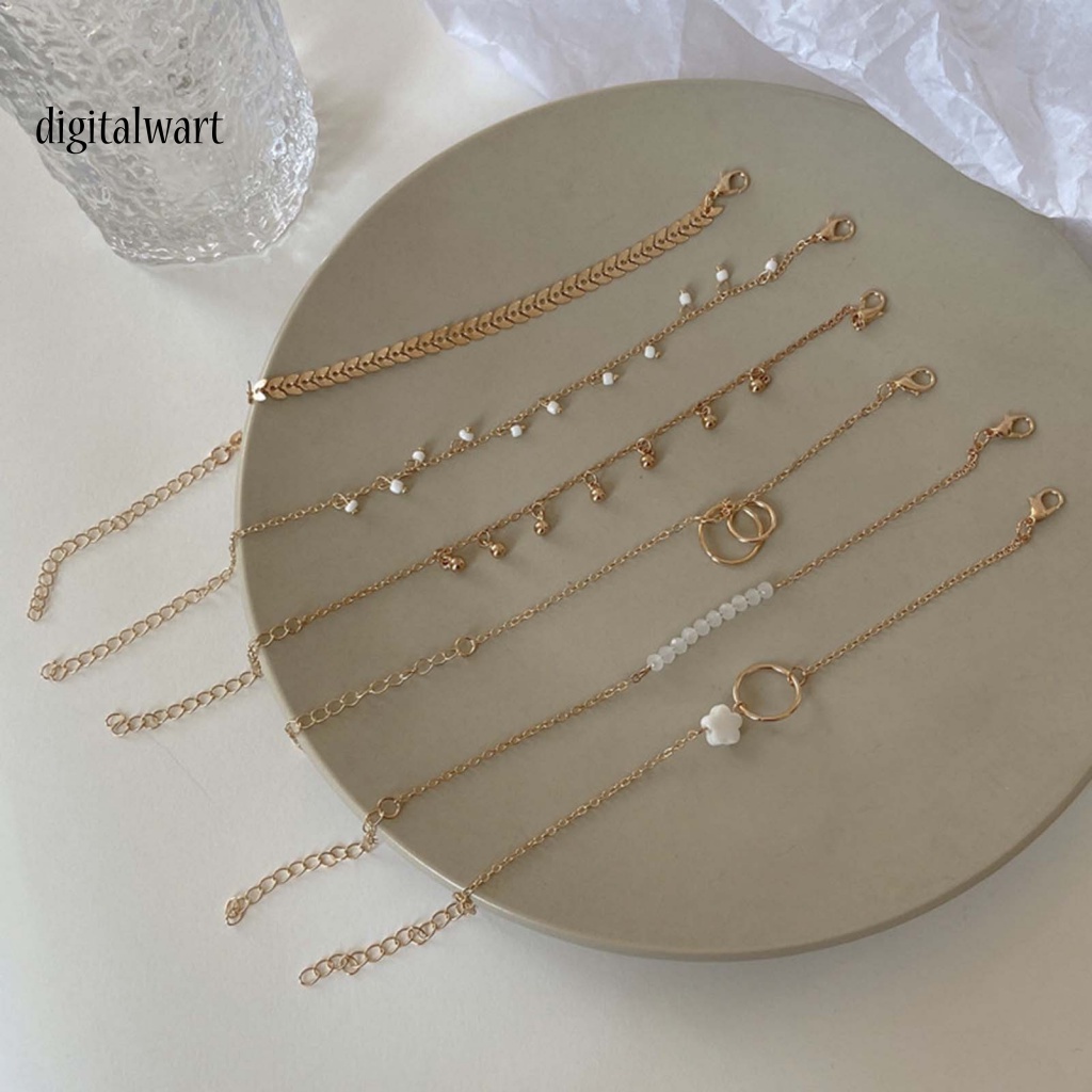 Kỹ Thuật Số| Set 6 Vòng Tay Hợp Kim Mạ Vàng Bạc Thời Trang Cho Nữ