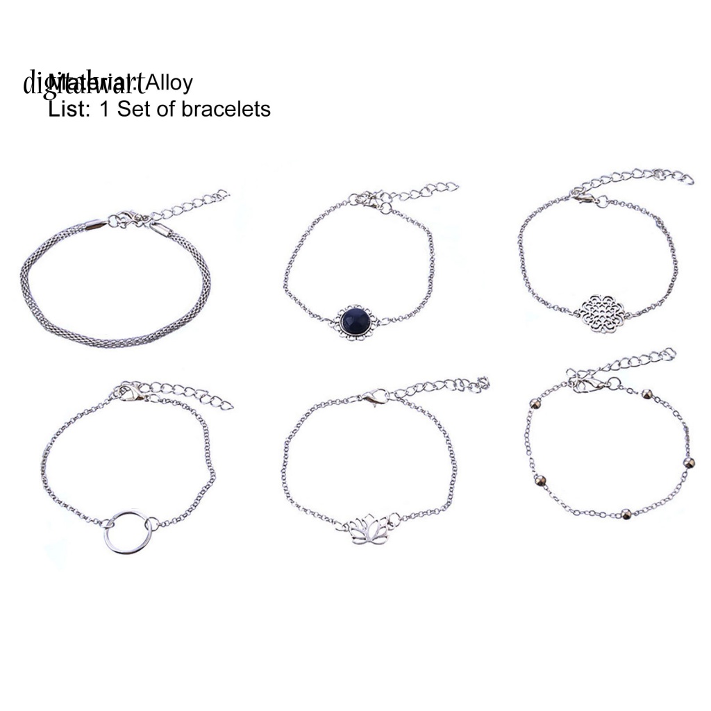 Kỹ Thuật Số| Set 6 Vòng Tay Hợp Kim Kiểu Dáng Thời Trang Cá Tính Cho Nữ