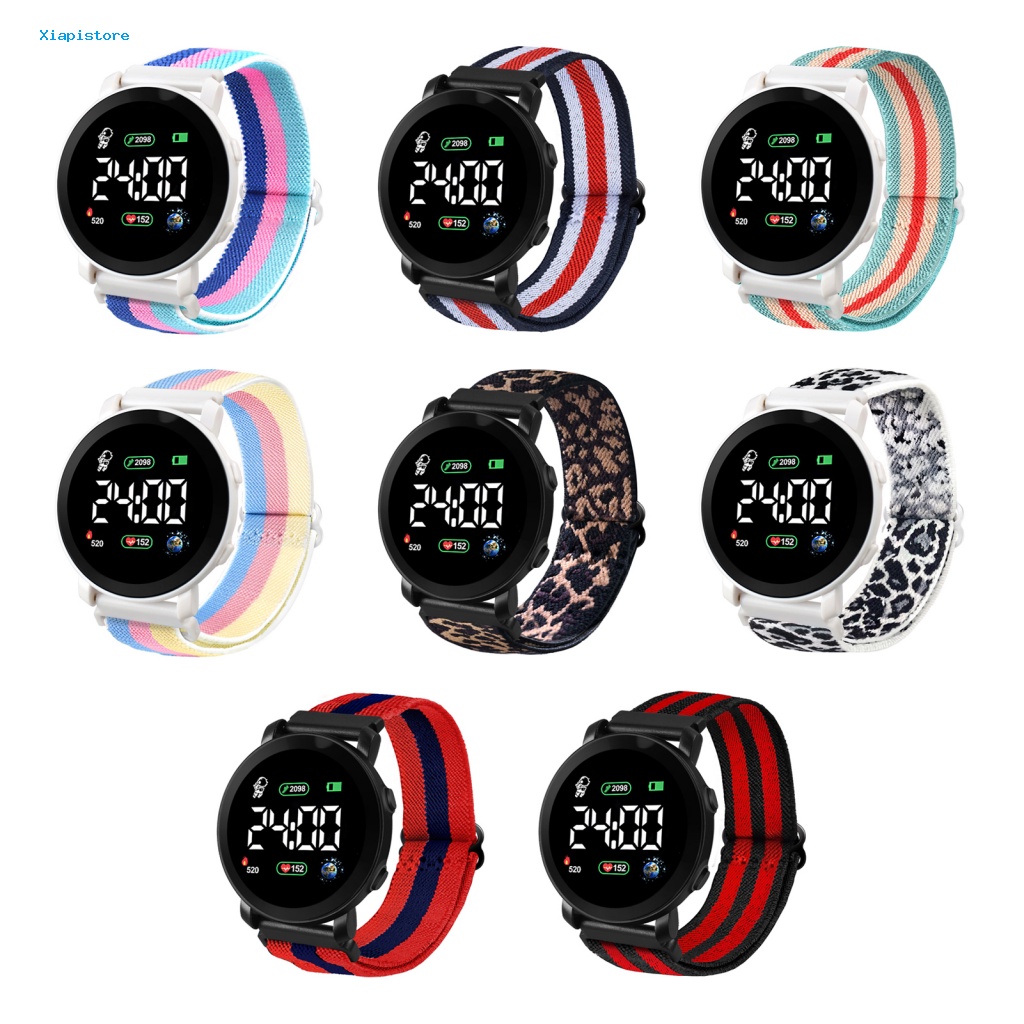 [Xiapistore] Đồng Hồ Đeo Tay Điện Tử Dây Thun Đèn LED Dạ Quang Đa Năng Có Thể Điều Chỉnh Thời Gian / Ngày